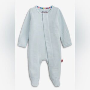 MagneticMe Organic Cotton Footie - 3-6M - Blue Stripes